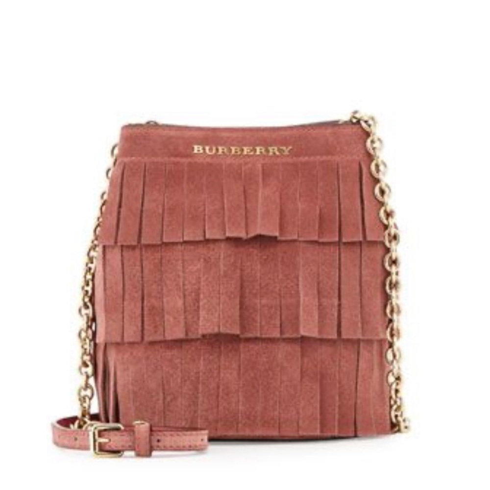 Pink Burberry suede crossbody